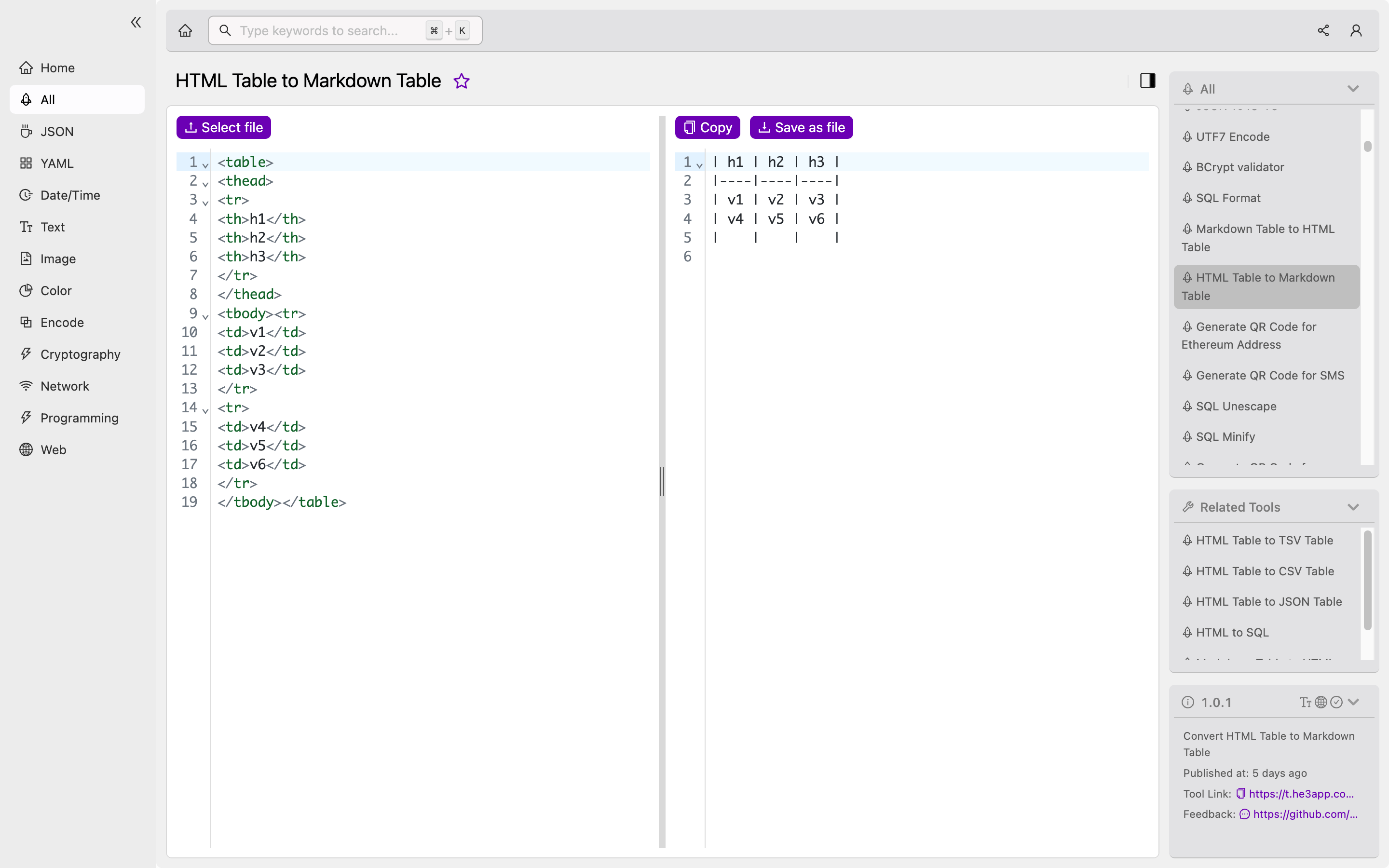 convert html table to markdown